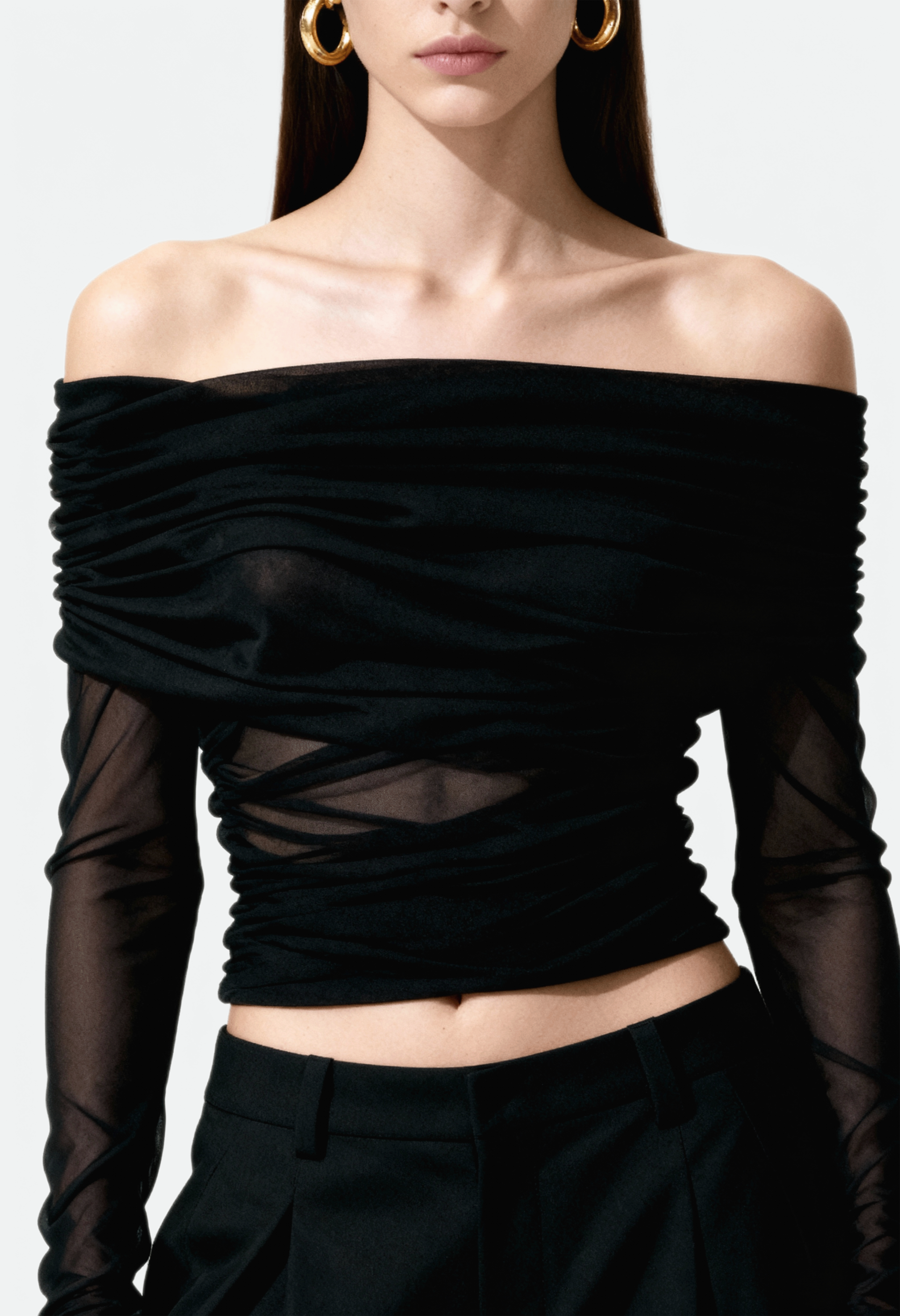 Women Off-Shoulder Sheer Top