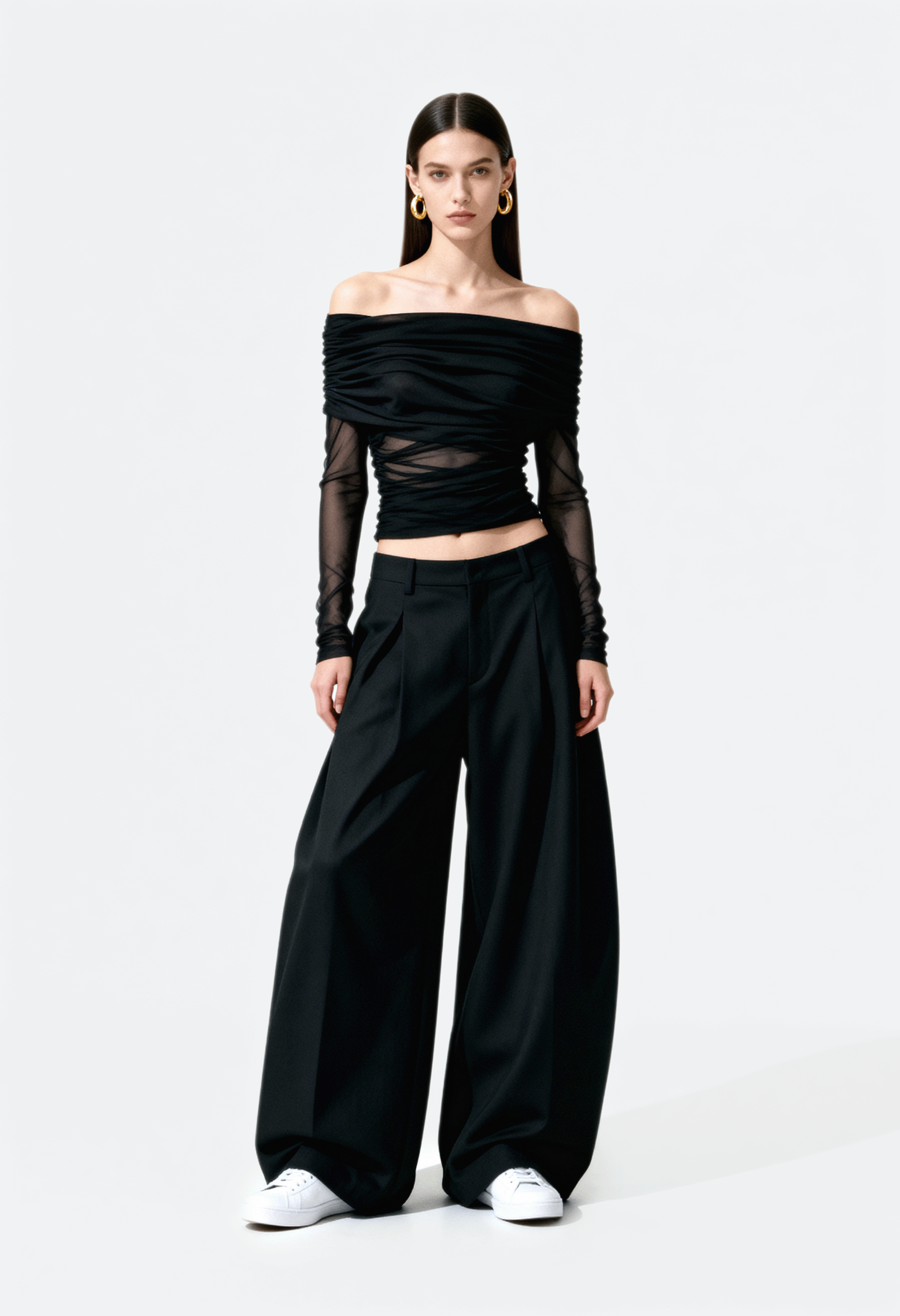 Women Off-Shoulder Sheer Top
